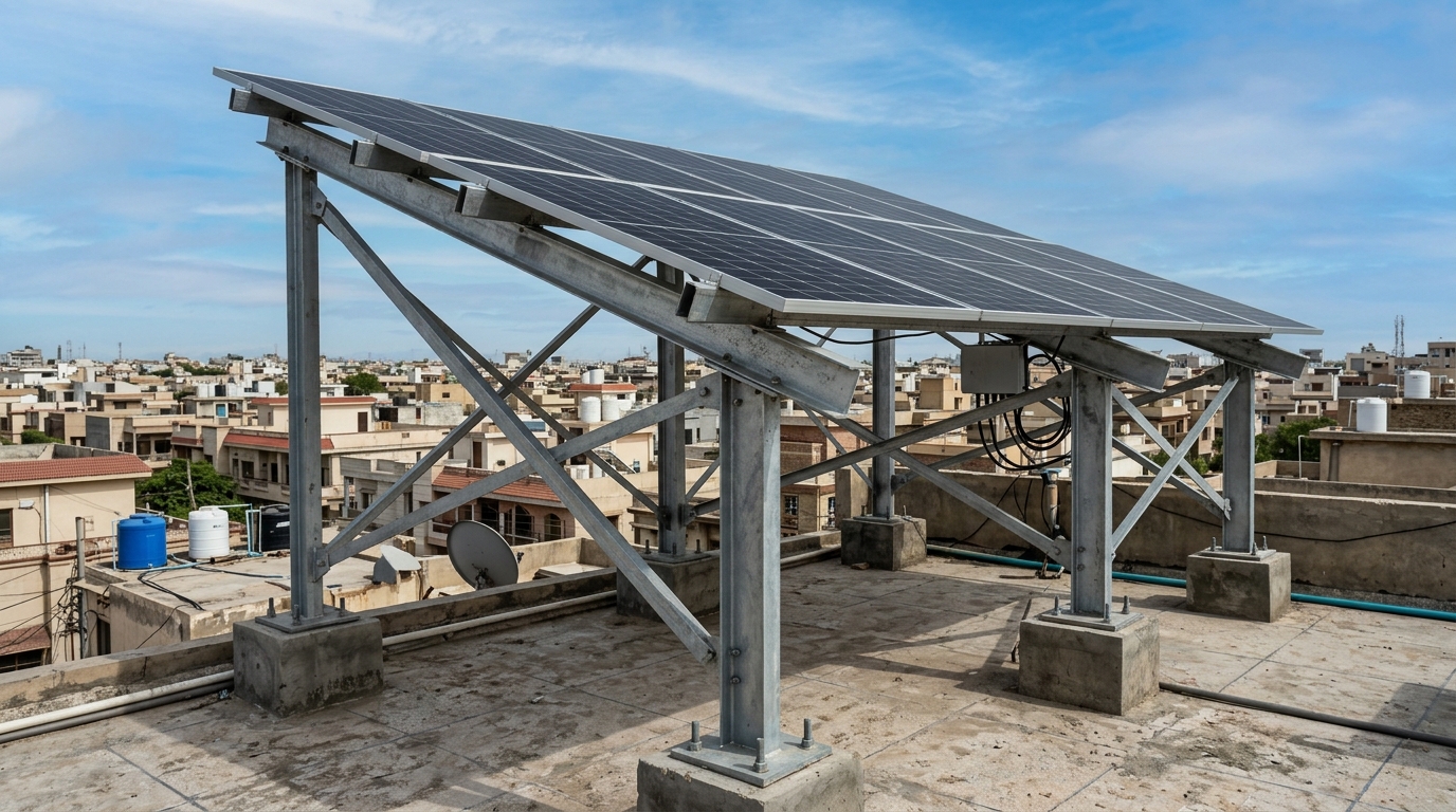 Elevated Solar Roof Structure in Pakistan 2026: L2 vs L3 GI & Wind Load Design